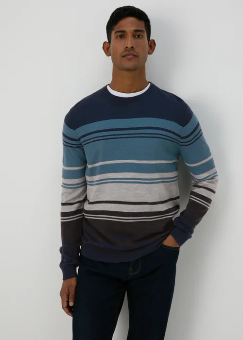 Blue Block Stripe Jumper - S Image 3