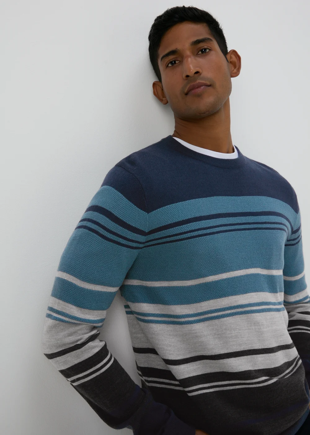 Blue Block Stripe Jumper - S Image 1
