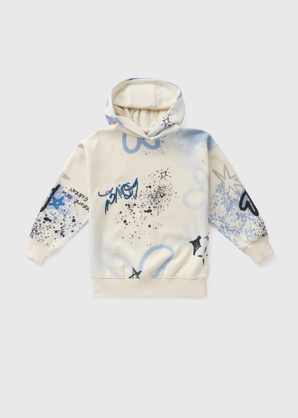 Girls Cream Graffiti Hoodie (7-15yrs) - 7 Yrs Image 1
