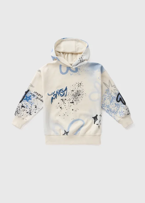 Girls Cream Graffiti Hoodie (7-15yrs) - 7 Yrs Image 1