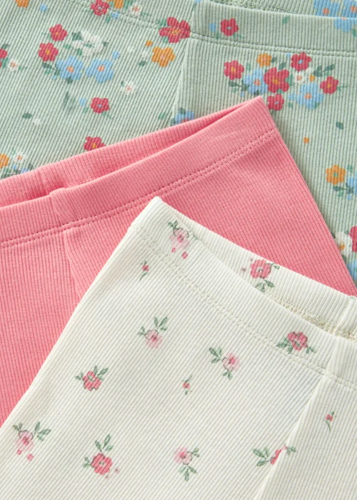3 Pack Girls Pink Floral Leggings (1-7yrs) - 1 half year to 2 Image 2