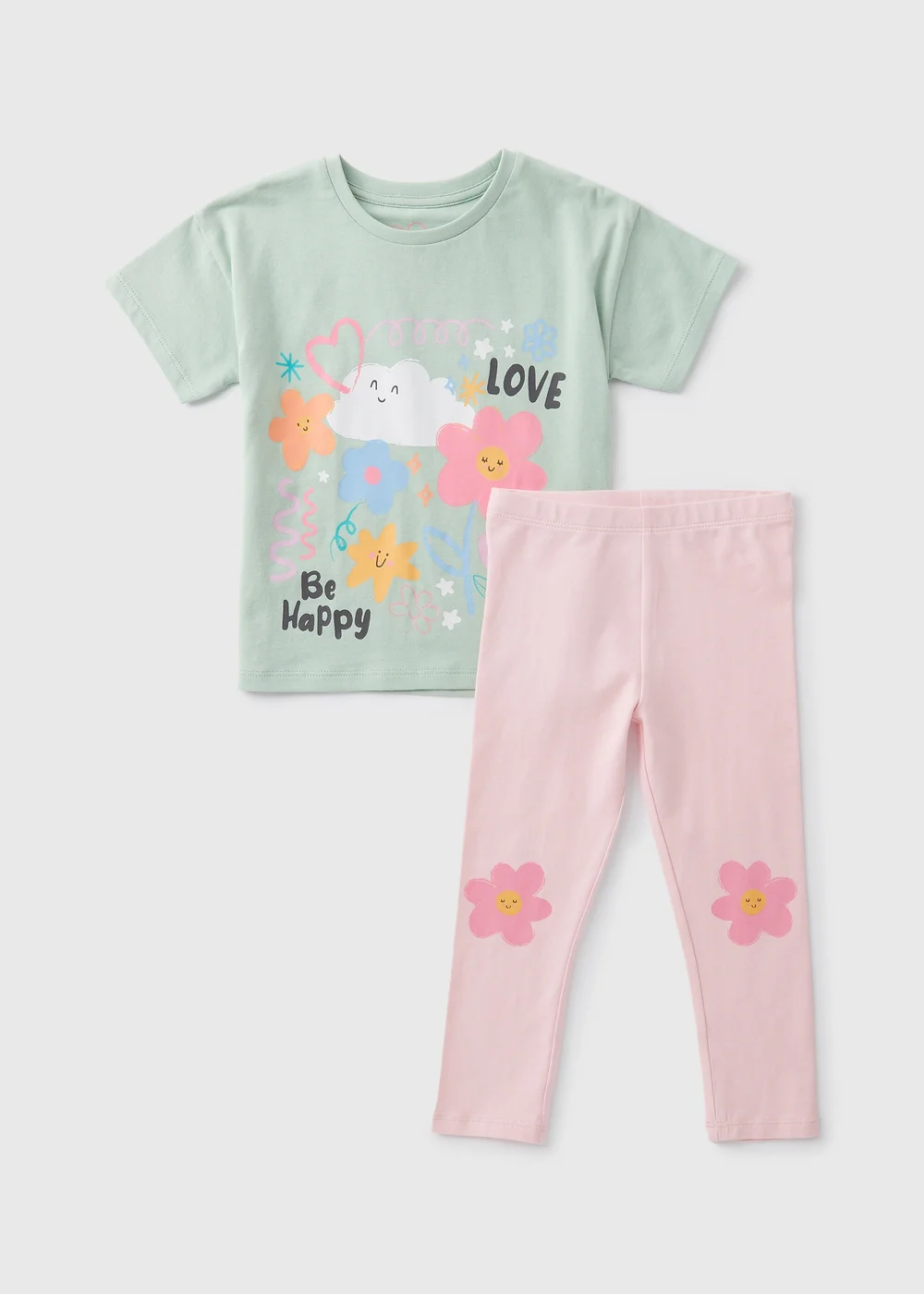 Girls Green Floral Top & Leggings Set (1-7yrs) - 1 half year to 2 Image 1