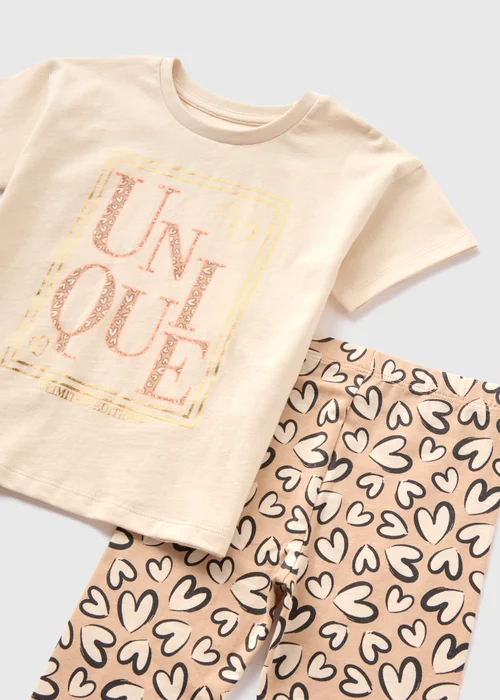 Girls Beige Unique T-Shirt & Leggings Set (1-7yrs) - 1 half year to 2 Image 2