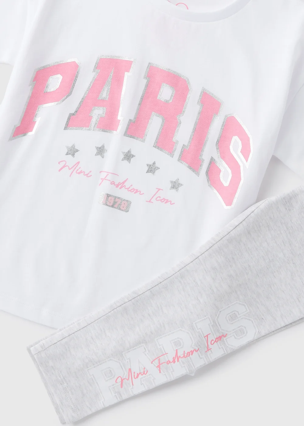 Girls White Paris Top & Leggings Set (1-7yrs) - 1 half year to 2 Image 2