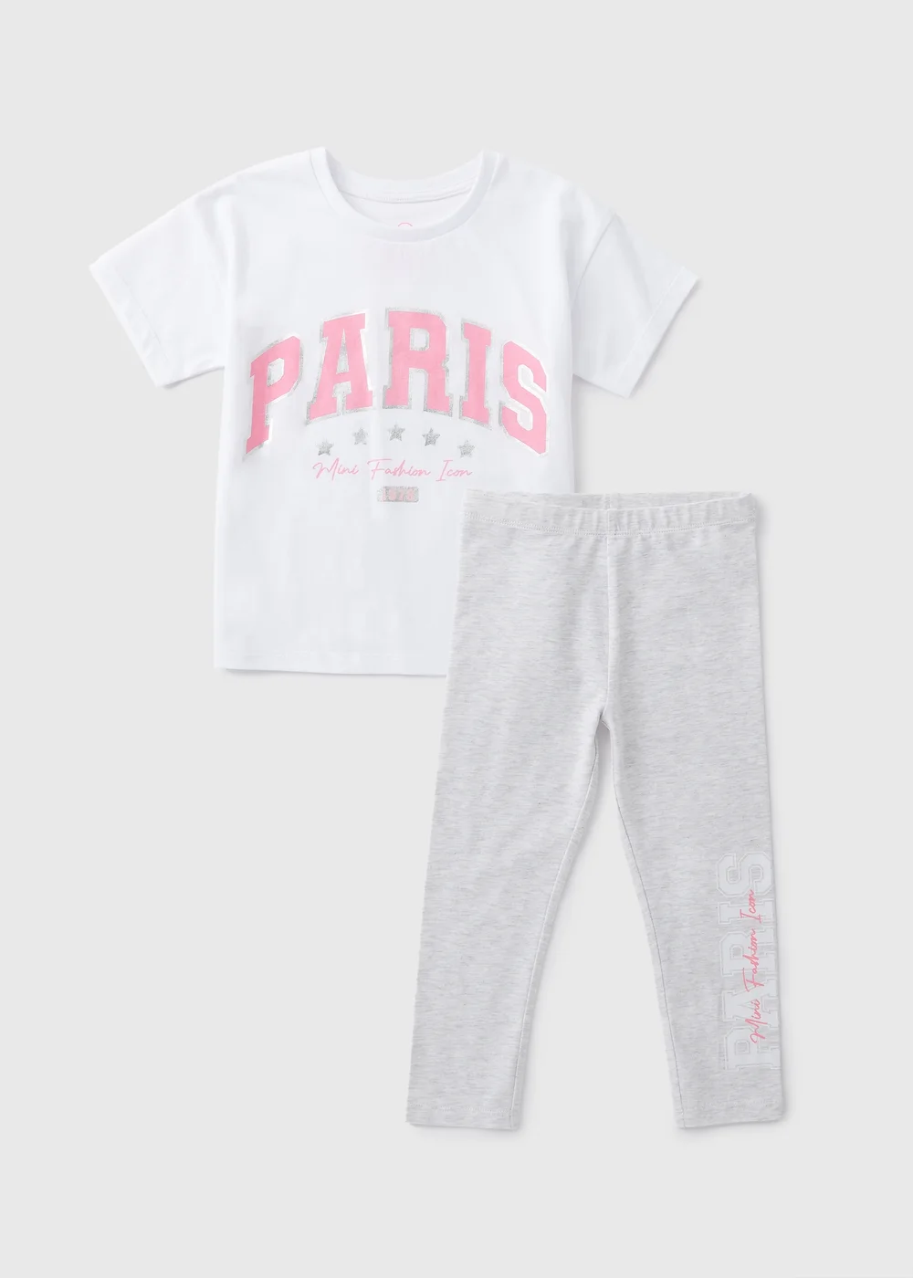 Girls White Paris Top & Leggings Set (1-7yrs) - 1 half year to 2 Image 1