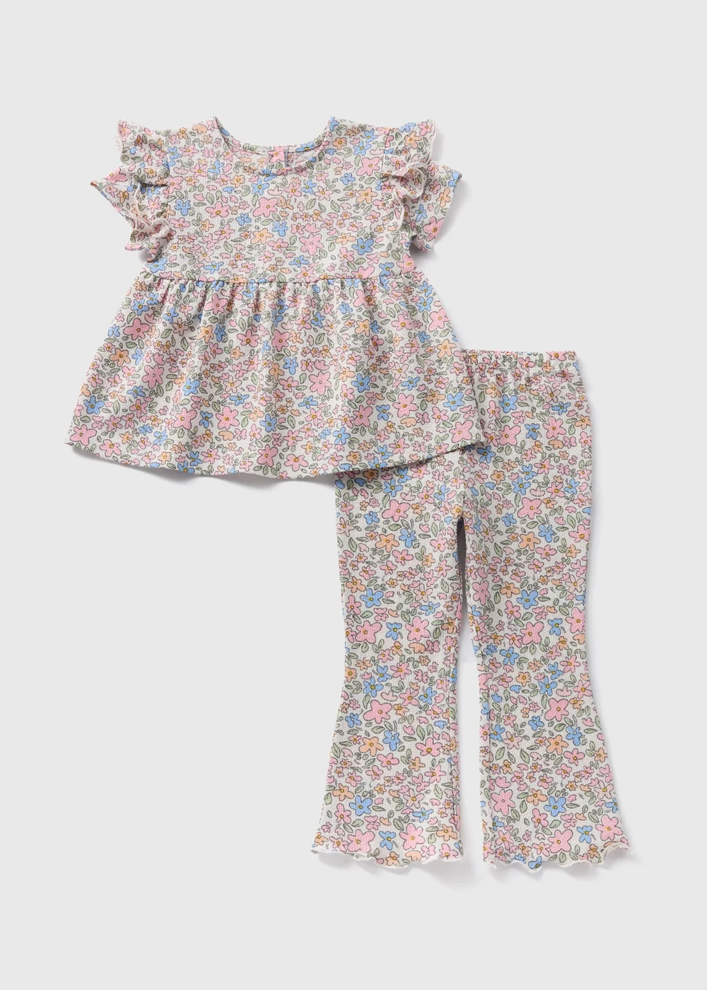 Girls Floral Crinkle Top & Legging Set (1-7yrs) - 1 half year to 2 Image 1