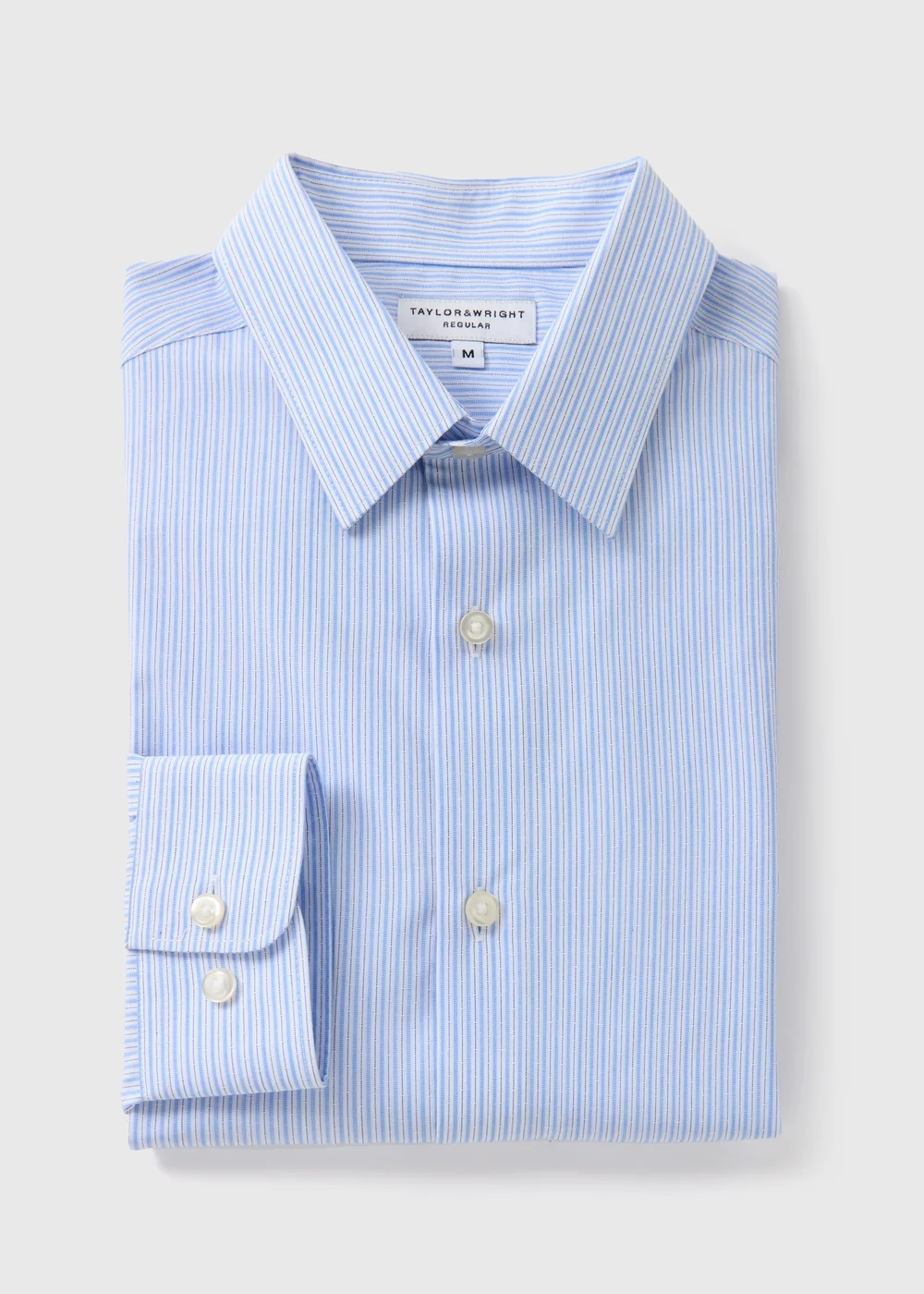 Taylor & Wright Blue Striped Regular Fit Shirt - S Image 4
