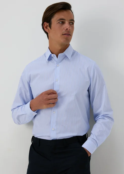 Taylor & Wright Blue Striped Regular Fit Shirt - S Image 1