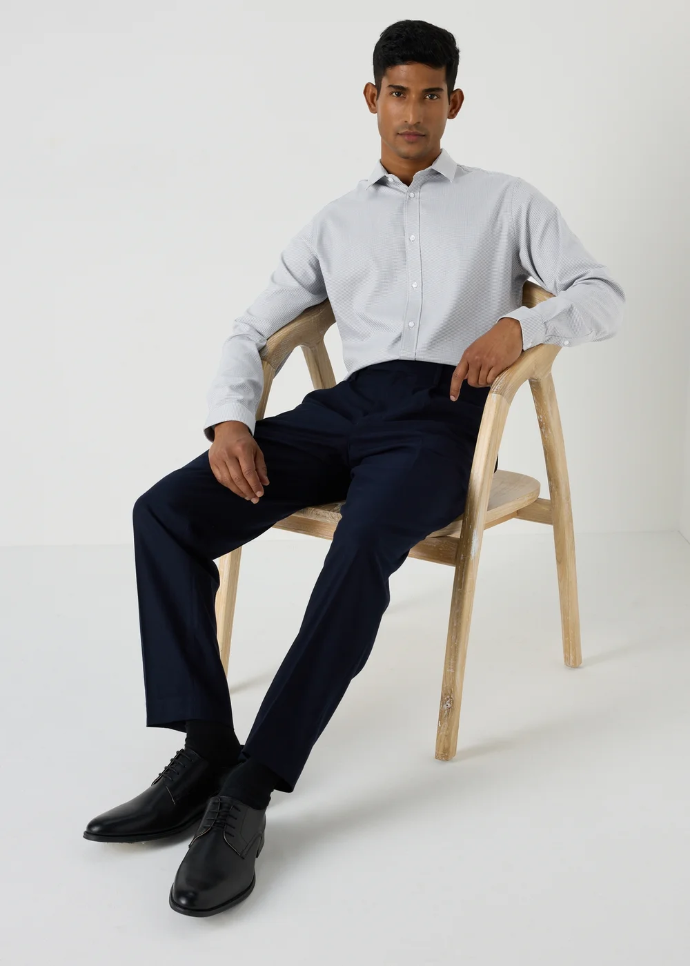 Taylor & Wright Grey Micro Check Slim Fit Shirt - S Image 4