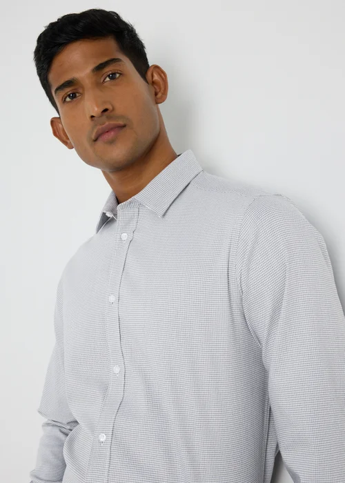Taylor & Wright Grey Micro Check Slim Fit Shirt - S Image 3
