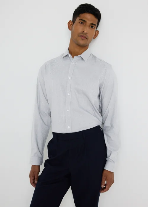 Taylor & Wright Grey Micro Check Slim Fit Shirt - S Image 1