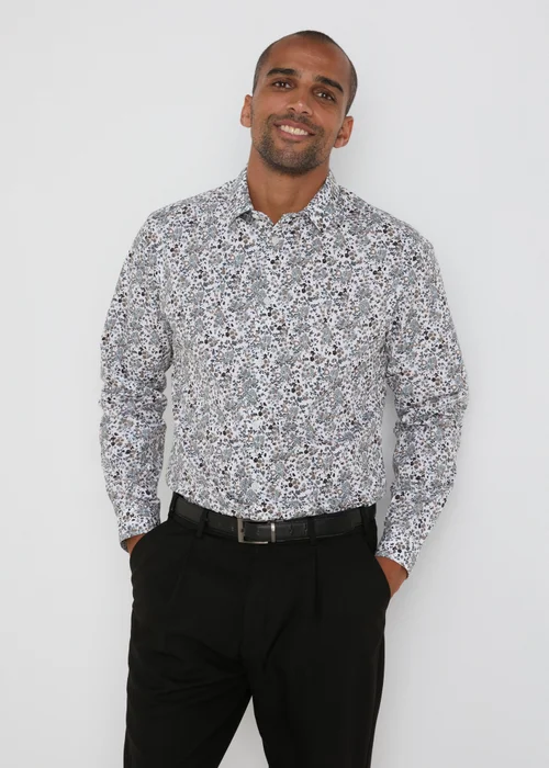 Taylor & Wright White Floral Slim Fit Shirt - S Image 1