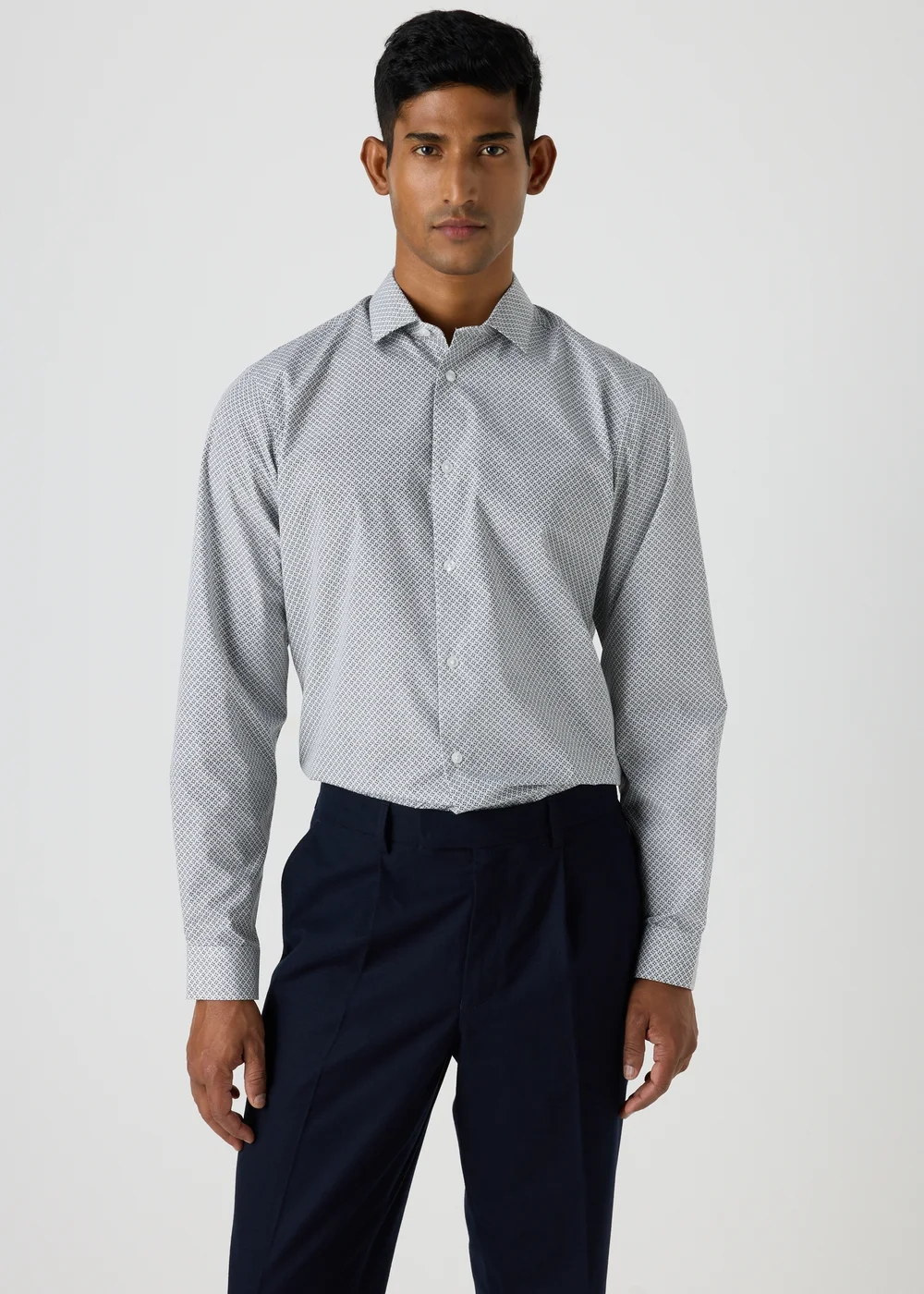 Taylor & Wright White Geometric Slim Fit Shirt - S Image 1