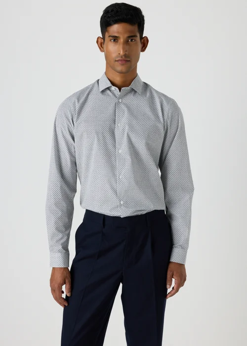 Taylor & Wright White Geometric Slim Fit Shirt - S Image 1