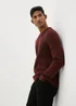 Burgundy Ribbed Crew Neck Jumper - Small Image 1