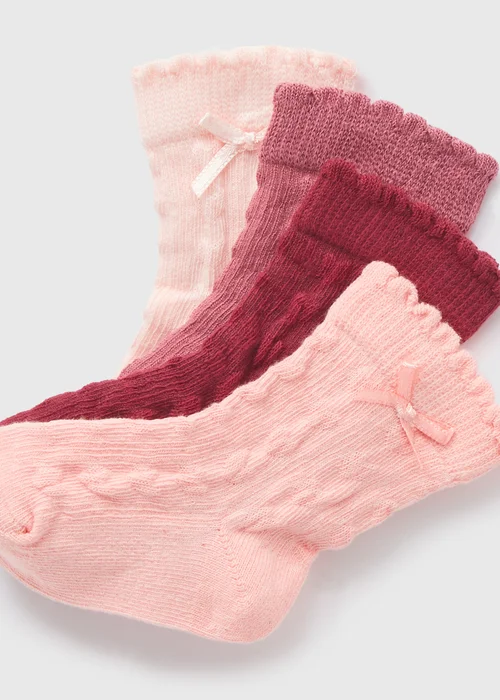4 Pack Baby Pink Pointelle Socks (Newborn-24mths) - 0-3 months Image 2