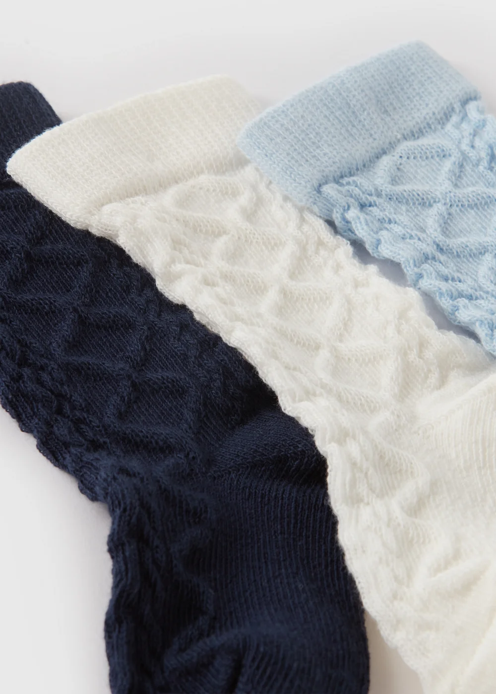 3 Pack Baby Blue Knee High Socks (Newborn-12mths) - 0-3 months Image 2