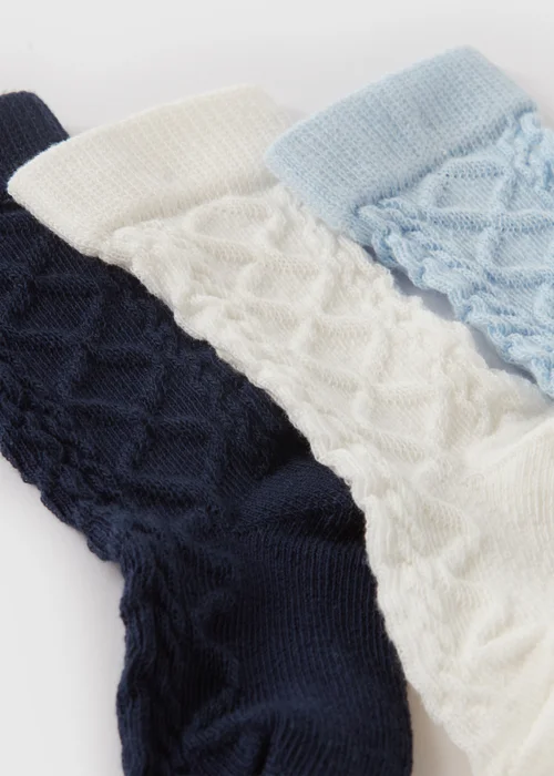 3 Pack Baby Blue Knee High Socks (Newborn-12mths) - 0-3 months Image 2