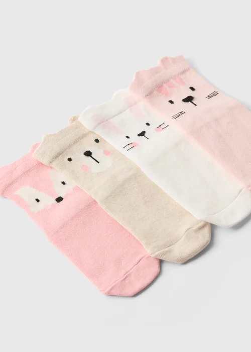 4 Pack Baby Pink Animal Socks (Newborn-24mths) - 0-3 months Image 2