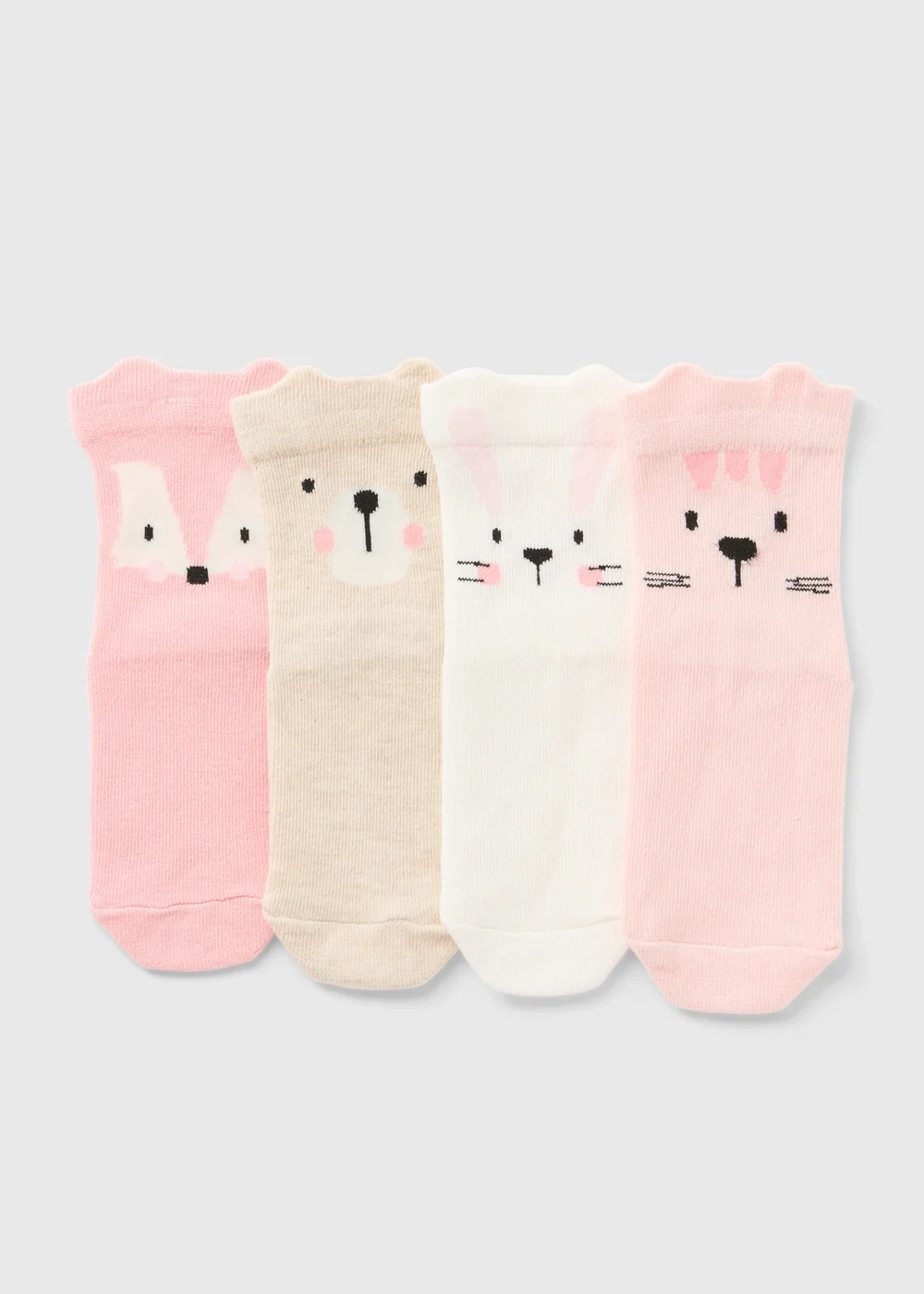 4 Pack Baby Pink Animal Socks (Newborn-24mths) - 0-3 months Image 1