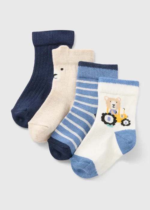4 Pack Baby Tractor Socks (Newborn-24mths) - 0-3 months Image 1