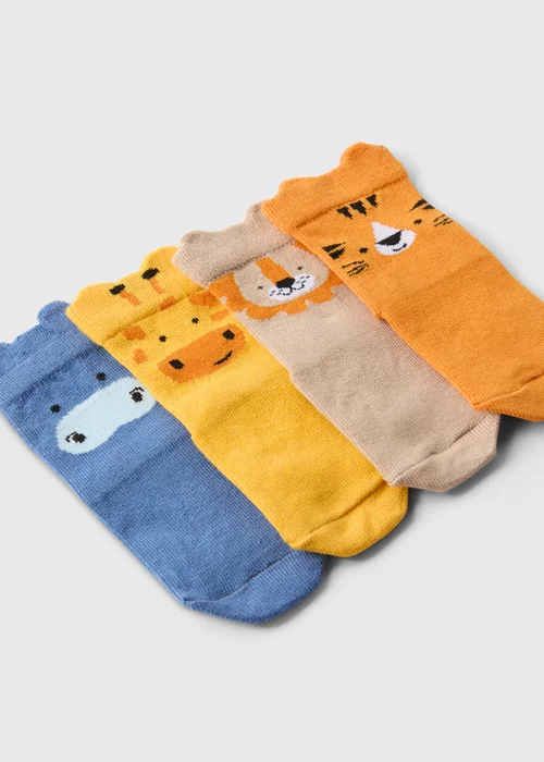4 Pack Baby Multicolour Animal Socks (Newborn-23mths) - 0-3 months Image 2