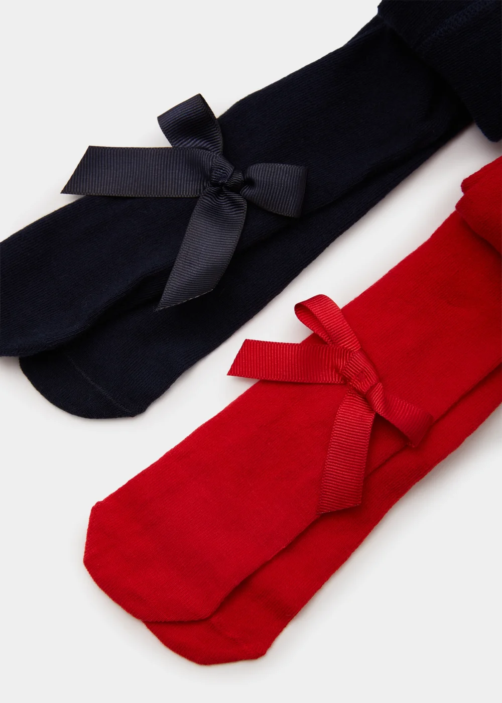 2 Pack Baby Red & Navy Bow Tights (Newborn-18mths) - 0-3 months Image 2