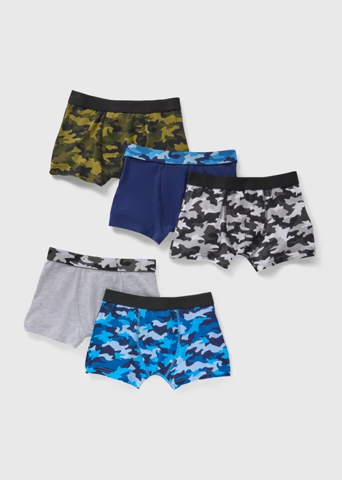 5 Pack Boys Black Camouflage Trunks (2-16yrs) - 2-3 Yrs Image 1