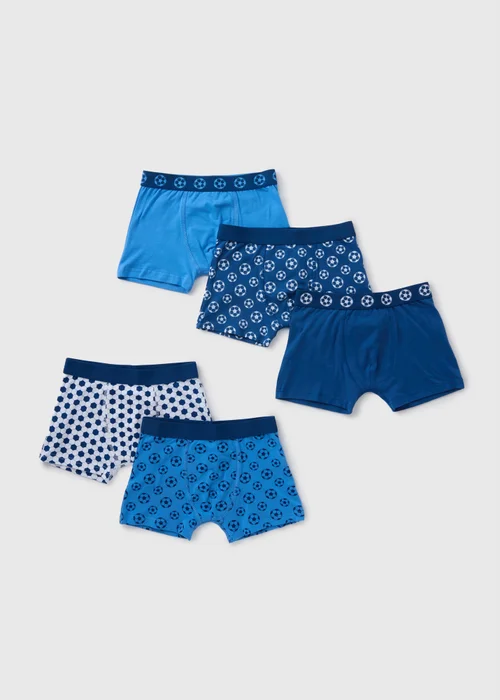 5 Pack Boys Blue Football Trunks (2-16yrs) - 2-3 Yrs Image 1