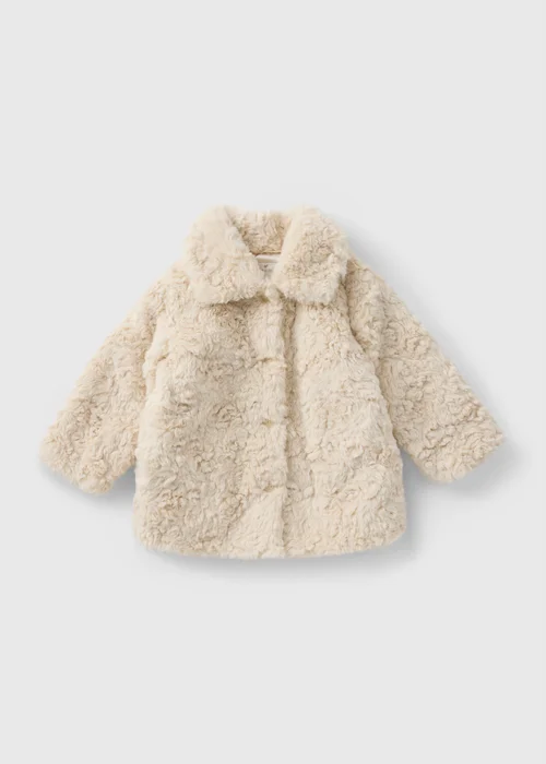 Girls Cream Faux Fur Jacket (1-7yrs) - 1 to 1 half years Image 1