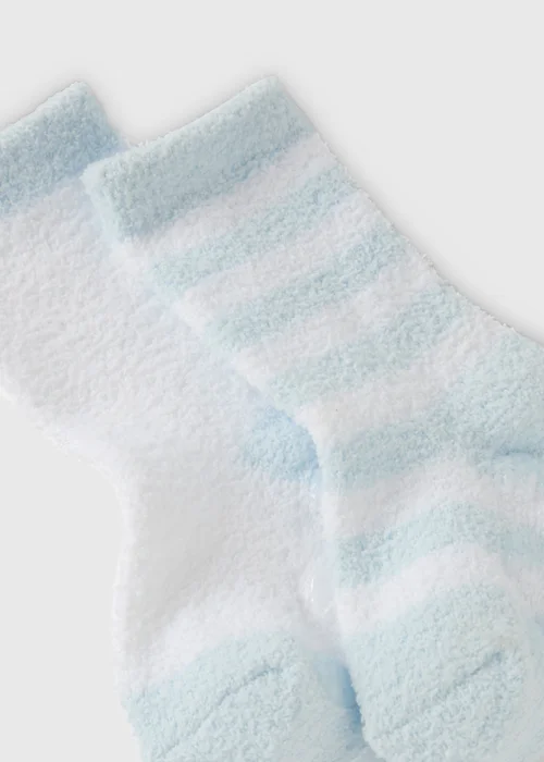 2 Pack Baby Blue Stripe Cosy Socks (Newborn-6mths) - 0-3 months Image 2