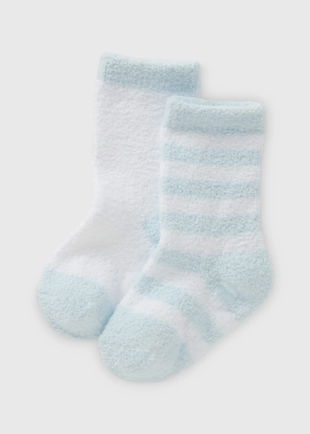 2 Pack Baby Blue Stripe Cosy Socks (Newborn-6mths) - 0-3 months Image 1