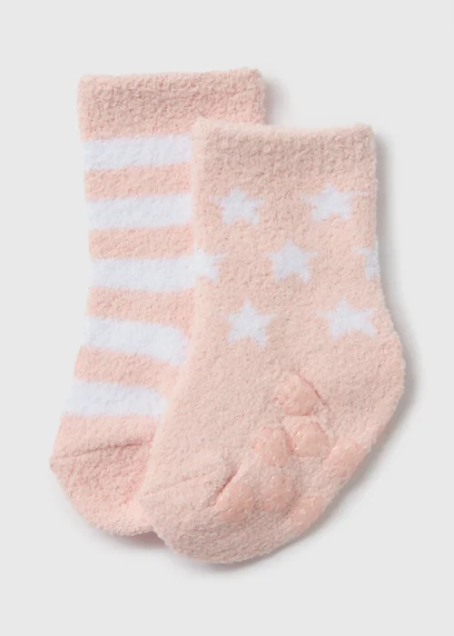 2 Pack Baby Pink Cosy Socks (Newborn-12mths) - 0-3 months Image 1