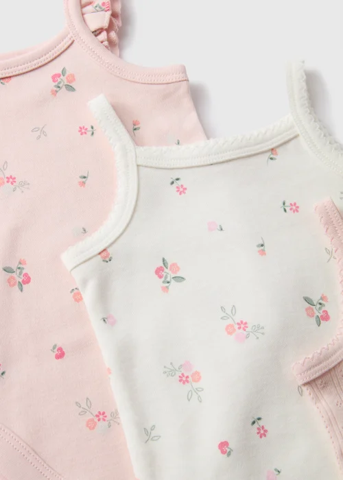 3 Pack Baby Pink Floral Bodysuits (Newborn-23mths) - 0-3 months Image 2