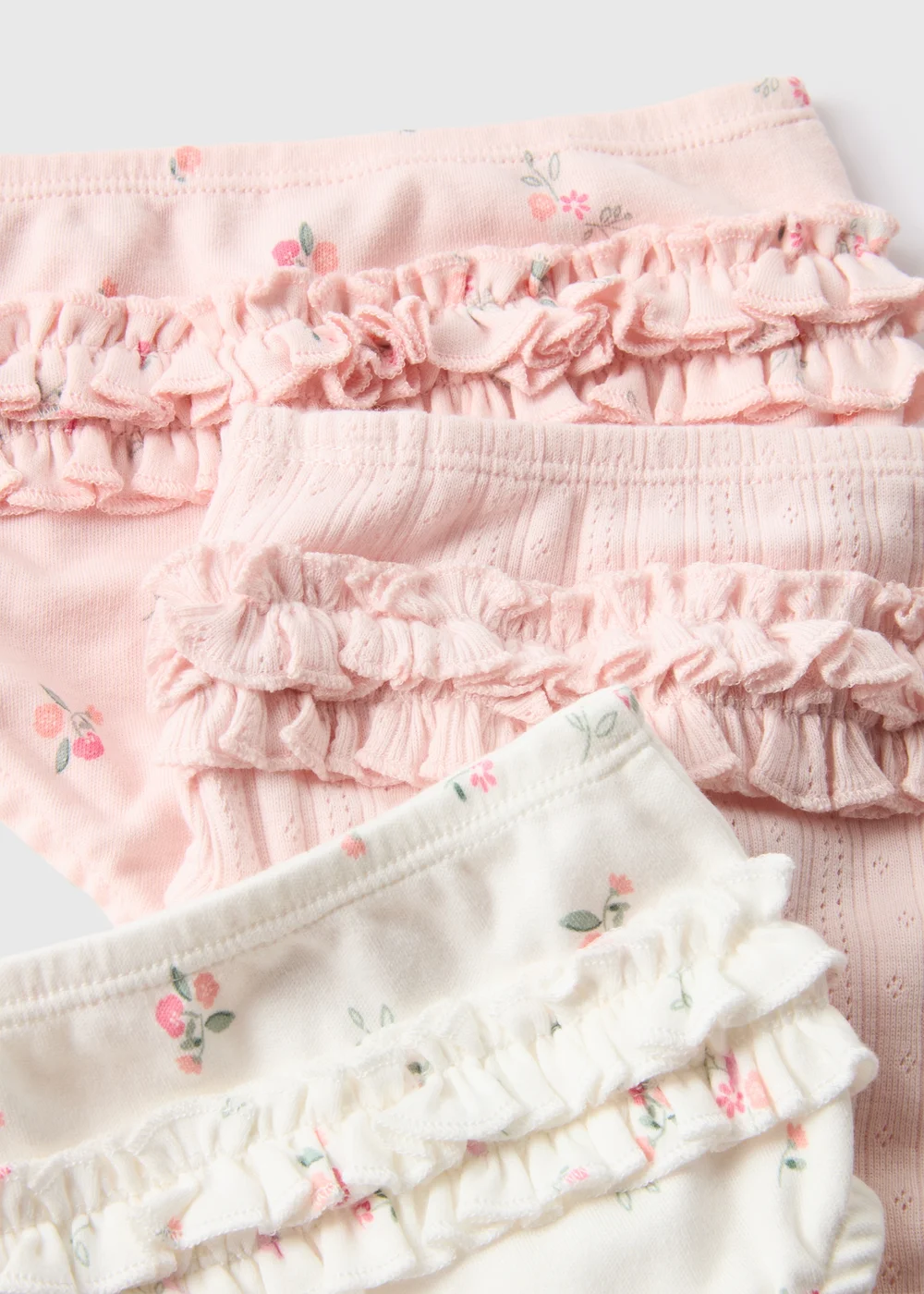 3 Pack Baby Pink Floral Frill Knickers (Newborn-23mths) - 0-3 months Image 2