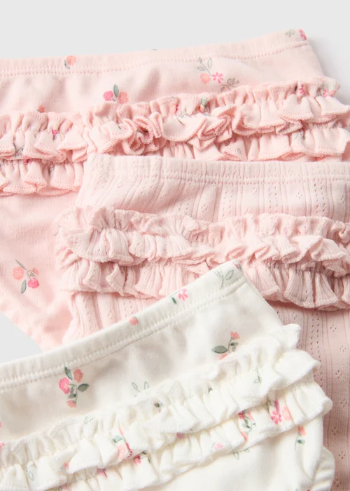 3 Pack Baby Pink Floral Frill Knickers (Newborn-23mths) - 0-3 months Image 2