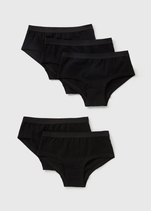 Girls 5 Pack Black Hipsters - 6-7 Yrs Image 1