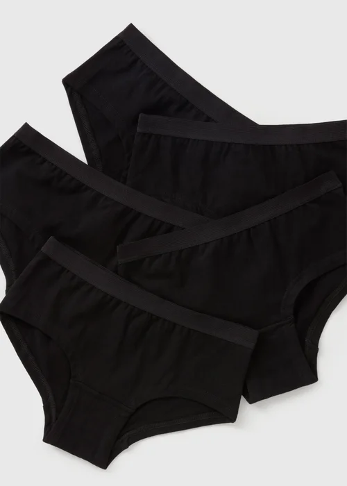 Girls 5 Pack Black Hipsters - 6-7 Yrs Image 2