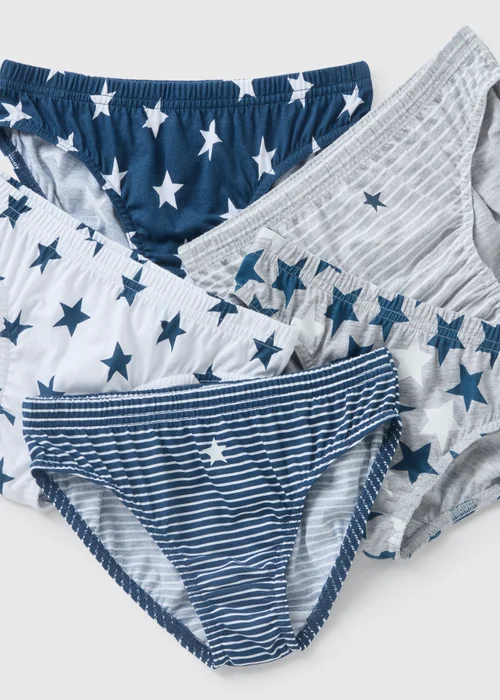 5 Pack Boys Blue Stars Briefs (2-10yrs) - Age 2 - 3 Years Image 2