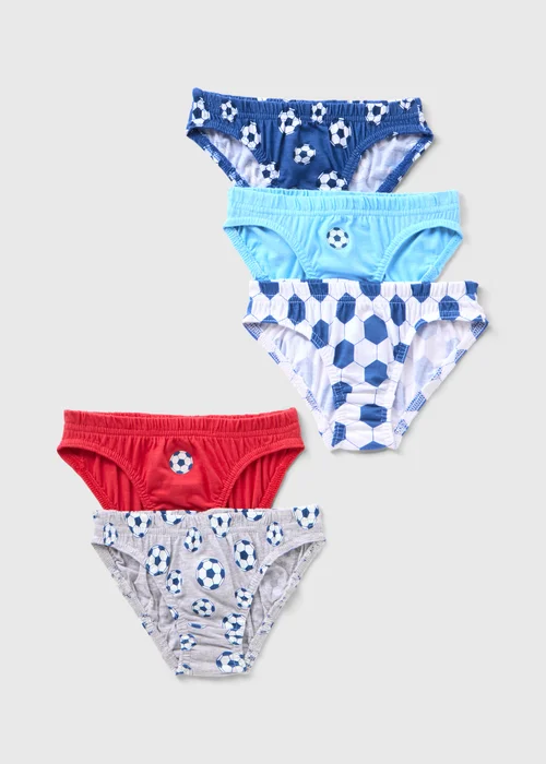 5 Pack Blue Boys Football Briefs (2-10yrs) - 2-3 Yrs Image 1