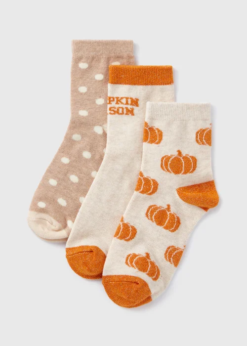 3 Pack Kids Oatmeal Pumpkin Socks (Younger 6-Older 5.5) - 4-5.5 Image 1