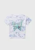 Girls Blue Acid Wash Butterfly T-Shirt (7-15yrs) - Age 7 Years Image 1