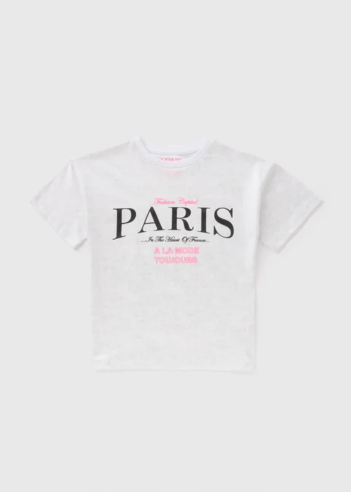 Girls White Paris T-Shirt (7-15yrs) - 7 Yrs Image 1