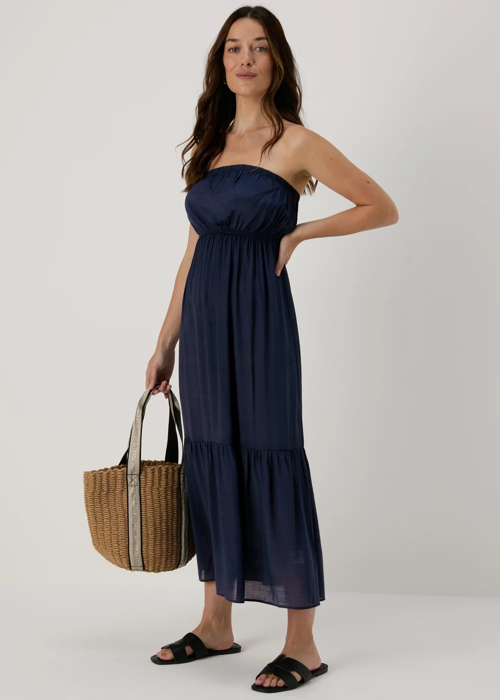 Navy Bandeau Maxi Dress - XS Image 3