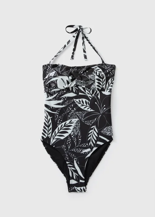 Black Floral Twist Swimsuit - 8 Image 3