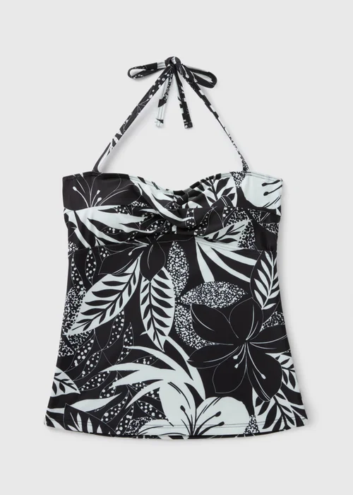 Black Floral Tankini Top - Size 8 Image 1