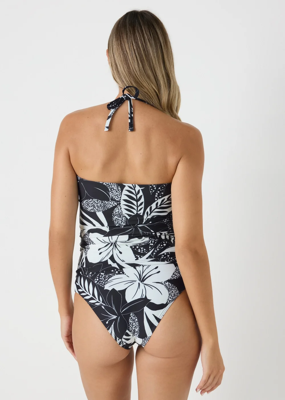 Black Floral Tankini Top - Size 8 Image 3