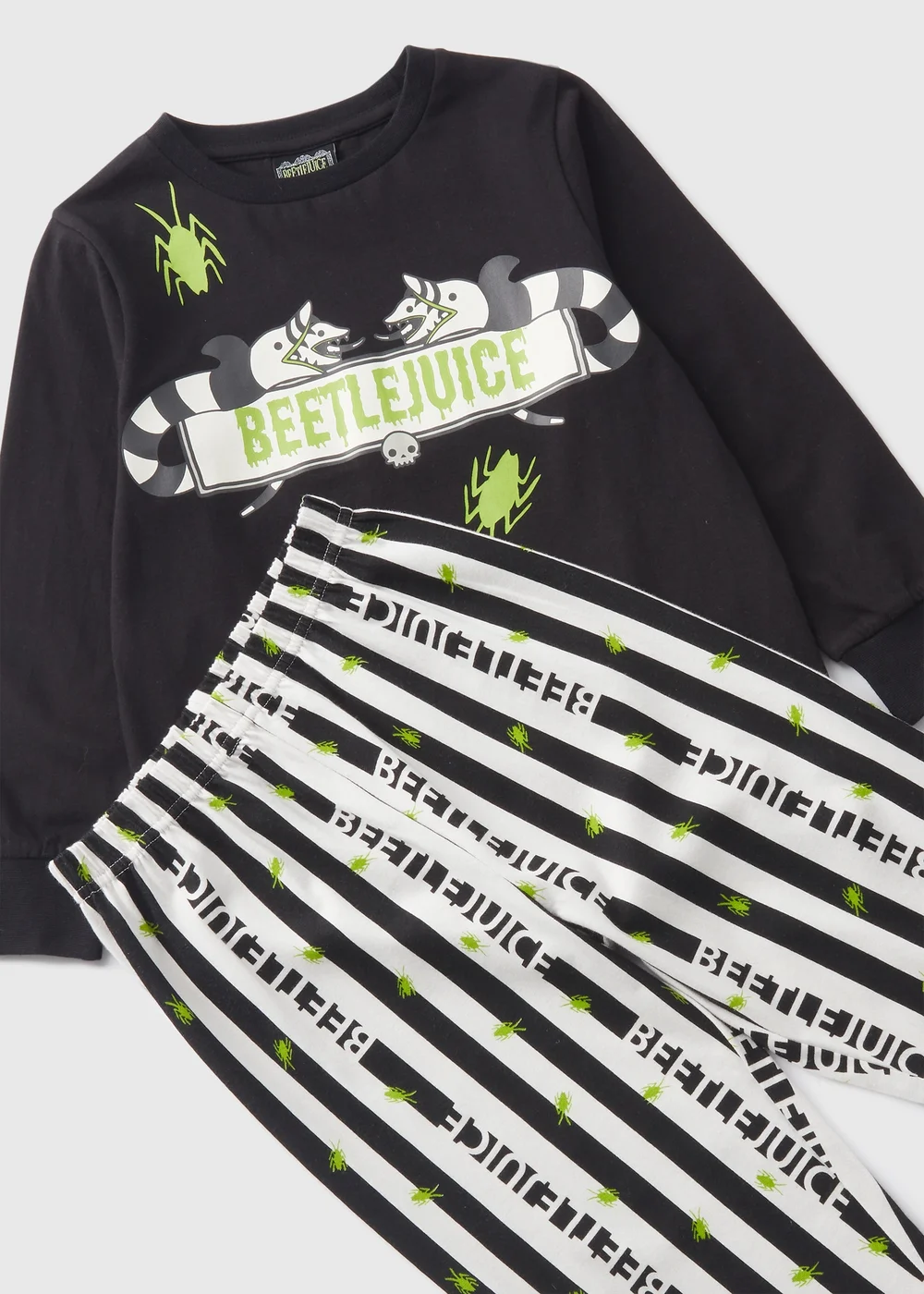 Beetlejuice Kids Black Top & Bottoms Pyjama Set (7-13yrs) - Age 7 Years Image 2