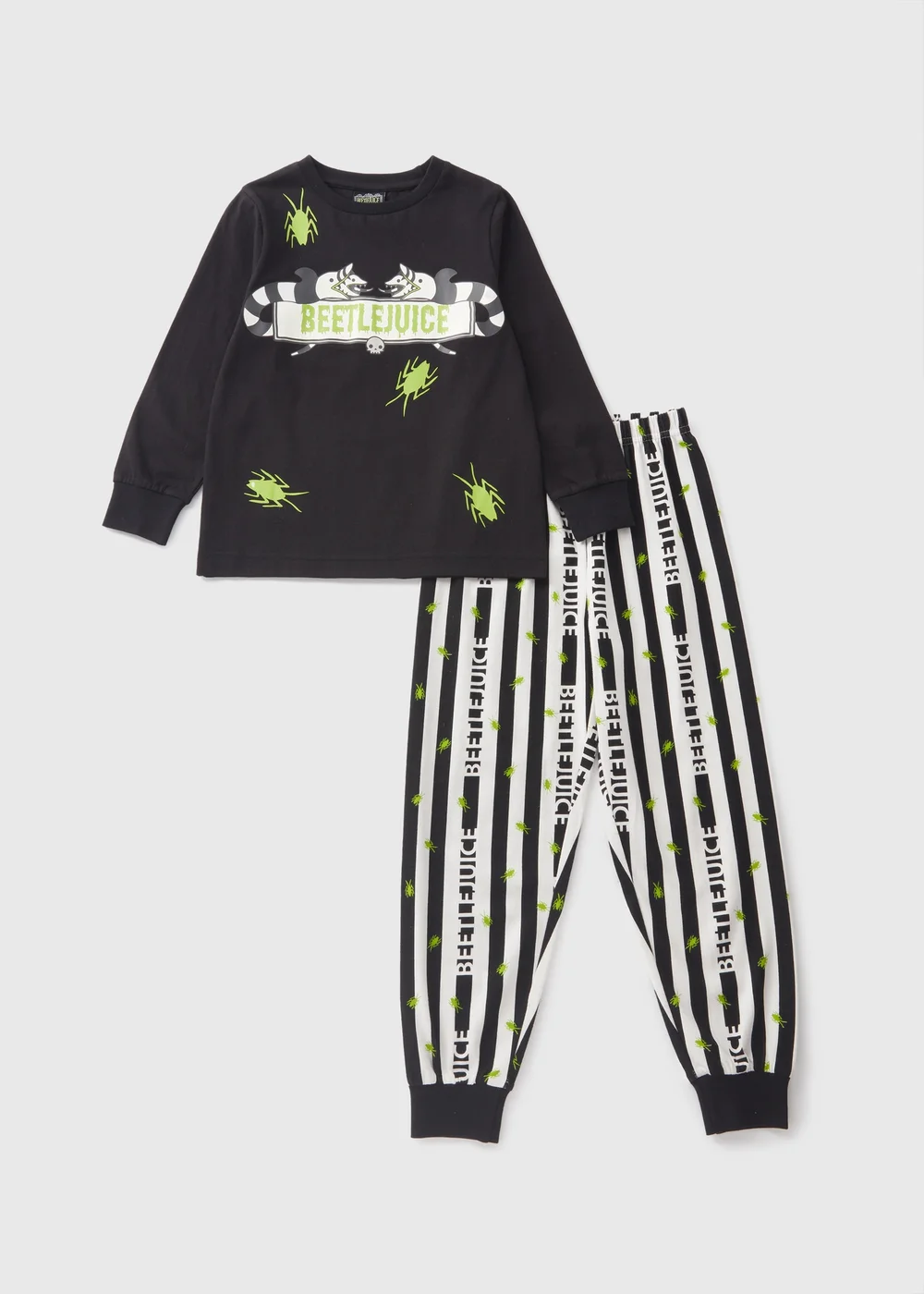 Beetlejuice Kids Black Top & Bottoms Pyjama Set (7-13yrs) - Age 7 Years Image 1