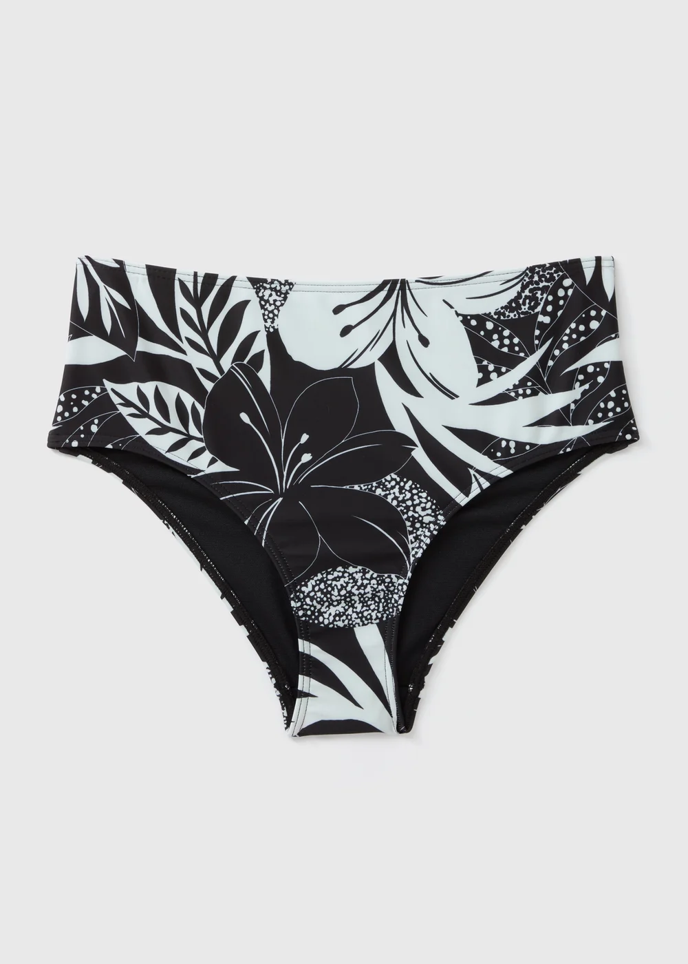 Black Floral High Waist Bikini Bottoms - 8 Image 3